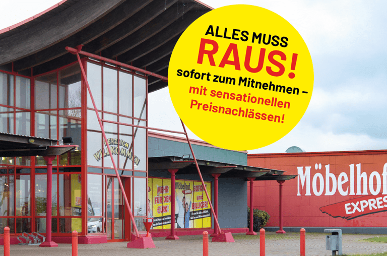 Der Möbel-Discounter EXPRESS erfindet sich neu und muss komplett geräumt werden. Die Nachlässe sind sensationell!