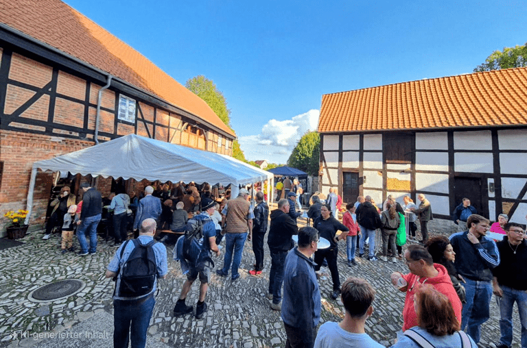 Munteres Treiben auf dem Mühlenhof-Das Gruppendenkmal lebt